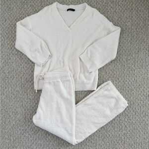 White Snow Soft Sweater Pants Lounge Set